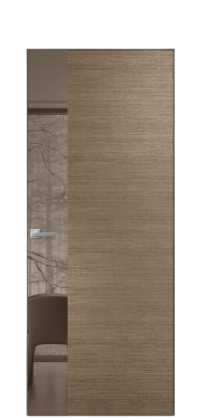 Дверь межкомнатная Vetro 19 Цвет Дуб Кофе Покрытие Шпон масло  Наличник Скрытый короб хром Цена 68010