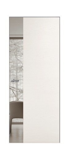 Дверь межкомнатная Vetro 19 Цвет Ясень Молочный Покрытие Шпон крашеный  Наличник Скрытый короб хром Цена 65010