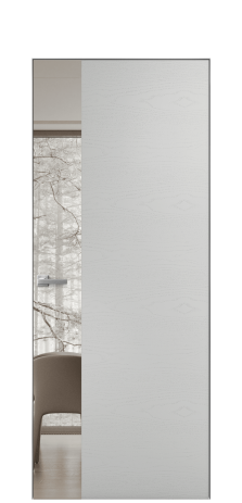 Дверь межкомнатная Vetro 19 Цвет Ясень Телегрей Покрытие Шпон крашеный  Наличник Скрытый короб хром Цена 65010