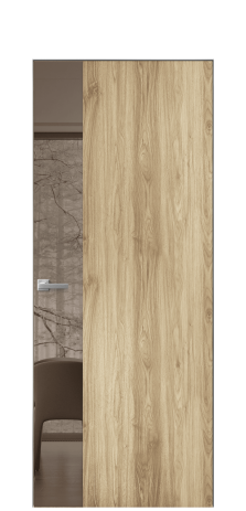 Дверь межкомнатная Vetro 19 Цвет Орех NY светлый Покрытие ПВХ WOOD NATURAL Наличник Скрытый короб хром Цена 46050