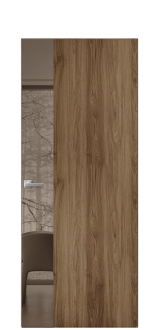 Дверь межкомнатная Vetro 19 Цвет Орех NY классический Покрытие ПВХ WOOD NATURAL Наличник Скрытый короб хром Цена 46050