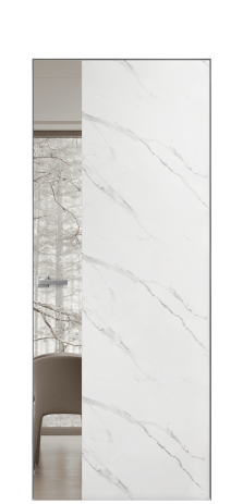 Дверь межкомнатная Vetro 19 Цвет Monte white soft Покрытие ПВХ ORIGINAL Наличник Скрытый короб хром Цена 46050