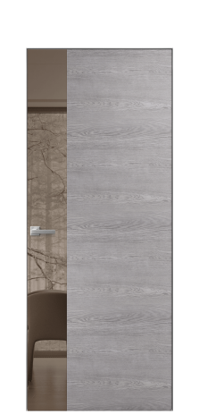 Дверь межкомнатная Vetro 19 Цвет Дуб Кварц Покрытие Шпон натуральный  Наличник Скрытый короб хром Цена 54500