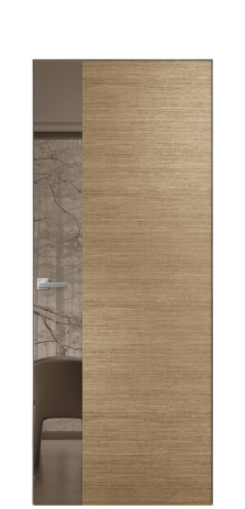 Дверь межкомнатная Vetro 19 Цвет Дуб Янтарь Покрытие Шпон масло  Наличник Скрытый короб хром Цена 56350