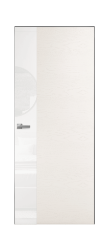 Дверь межкомнатная Vetro 19 Цвет Ясень Молочный Покрытие Шпон крашеный  Наличник Скрытый короб хром Цена 52150