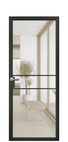 Дверь межкомнатная Frame 02 Цвет Черный Покрытие Алюминий  Наличник Скрытый короб Цена 62120