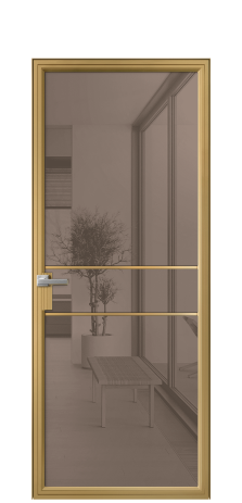 Дверь межкомнатная Frame 02 Цвет Латунь Покрытие Алюминий  Наличник Скрытый короб Цена 76040