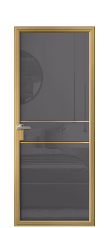 Дверь межкомнатная Frame 02 Цвет Латунь Покрытие Алюминий  Наличник Скрытый короб Цена 77750