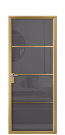 Дверь межкомнатная Frame 04 Цвет Латунь Покрытие Алюминий  Наличник Скрытый короб Цена 75487