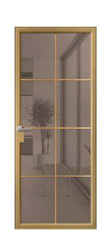 Дверь межкомнатная Frame 08 Цвет Латунь Покрытие Алюминий  Наличник Скрытый короб Цена 77588