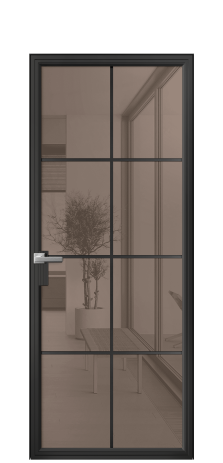 Дверь межкомнатная Frame 08 Цвет Черный Покрытие Алюминий  Наличник Скрытый короб Цена 75280