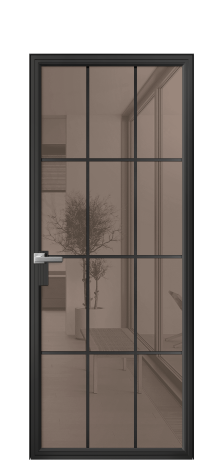 Дверь межкомнатная Frame 12 Цвет Черный Покрытие Алюминий  Наличник Скрытый короб Цена 73481