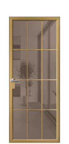 Дверь межкомнатная Frame 12 Цвет Латунь Покрытие Алюминий  Наличник Скрытый короб Цена 80622