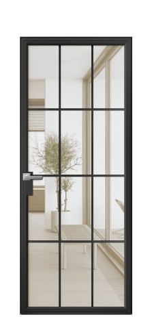 Дверь межкомнатная Фрейм 12 Цвет Черный Покрытие Алюминий  Наличник Скрытый короб Цена 81990