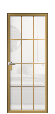 Дверь межкомнатная Frame 12 Цвет Латунь Покрытие Алюминий  Наличник Скрытый короб Цена 79224