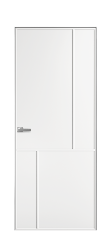Дверь межкомнатная Line 3 Цвет Белый Покрытие Эмаль  Наличник Скрытый короб хром Цена 66400